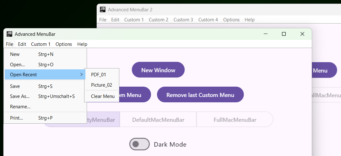 AWT Sample Windows with MenuBar on Windows