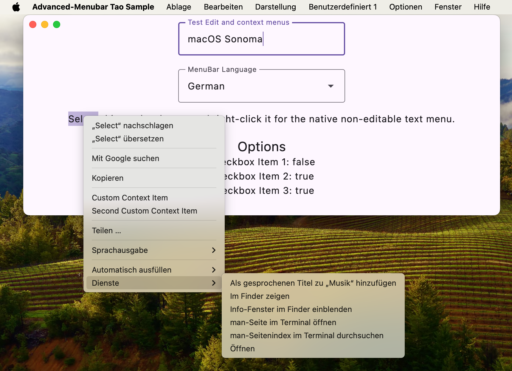 Native right-click menu for non-editable text on old macOS